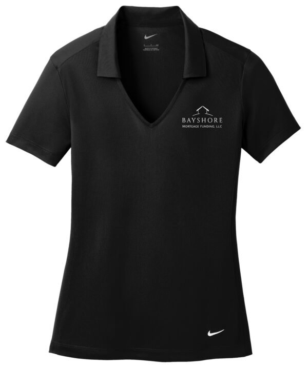 637165_black_flat_front_White_Logo Nike - Women's Dri-FIT Vertical Mesh Polo 637165