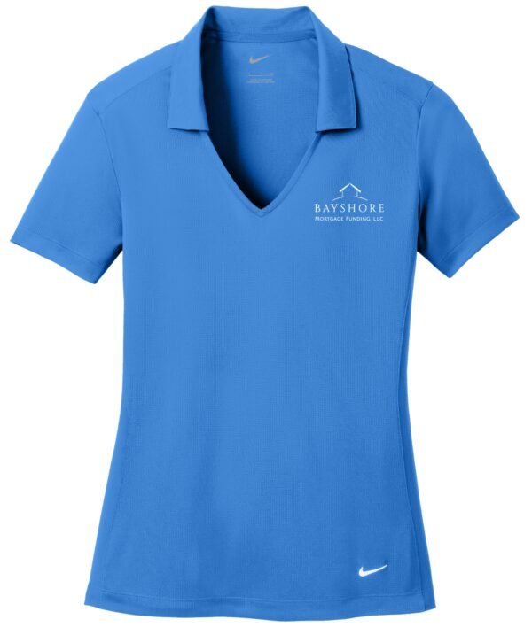 637165_briskblue_flat_front_White_Logo Nike - Women's Dri-FIT Vertical Mesh Polo 637165
