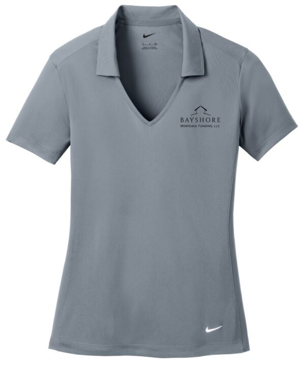 637165_coolgrey_flat_front_Black_Logo Nike - Women's Dri-FIT Vertical Mesh Polo 637165