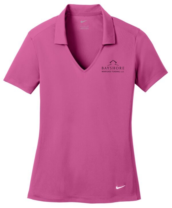 637165_pinkfire_flat_front_Black_Logo Nike - Women's Dri-FIT Vertical Mesh Polo 637165