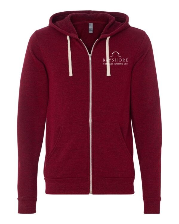 bella___canvas_3909_cardinal_triblend_front_high_White_Logo Bella + Canvas Unisex Triblend Fleece Full-Zip Hoodie - 3909