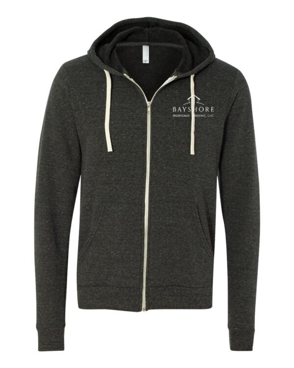 bella___canvas_3909_charcoal_black_triblend_front_high_White_Logo Bella + Canvas Unisex Triblend Fleece Full-Zip Hoodie - 3909