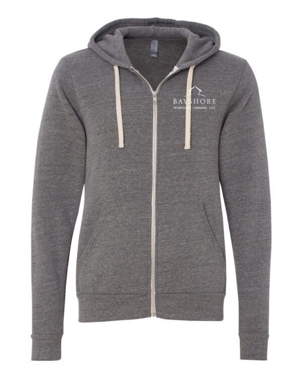 bella___canvas_3909_grey_triblend_front_high_White_Logo Bella + Canvas Unisex Triblend Fleece Full-Zip Hoodie - 3909