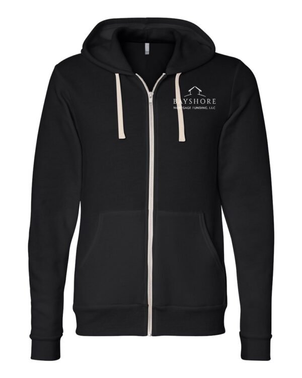 bella___canvas_3909_solid_black_triblend_front_high_White_Logo Bella + Canvas Unisex Triblend Fleece Full-Zip Hoodie - 3909