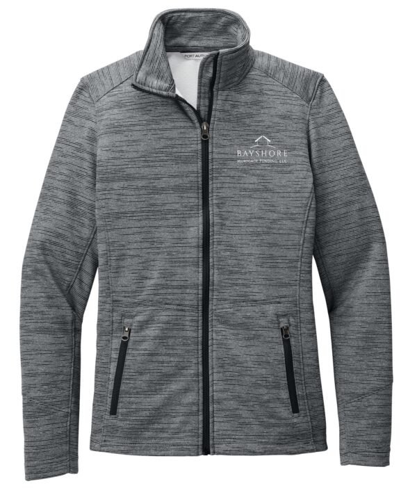 l231_black_flat_front_white_logo Port Authority Ladies’ Digi Stripe Fleece Jacket - L231