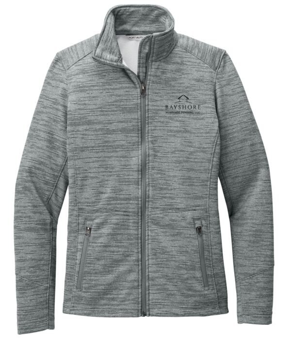 l231_grey_flat_front_black_logo Port Authority Ladies’ Digi Stripe Fleece Jacket - L231