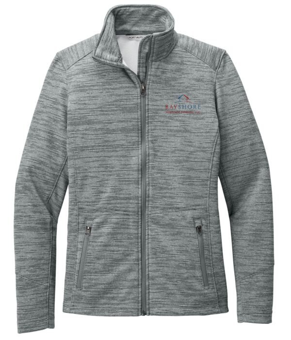 l231_grey_flat_front_color_logo Port Authority Ladies’ Digi Stripe Fleece Jacket - L231
