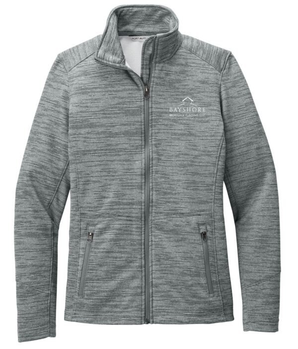 l231_grey_flat_front_white_logo Port Authority Ladies’ Digi Stripe Fleece Jacket - L231