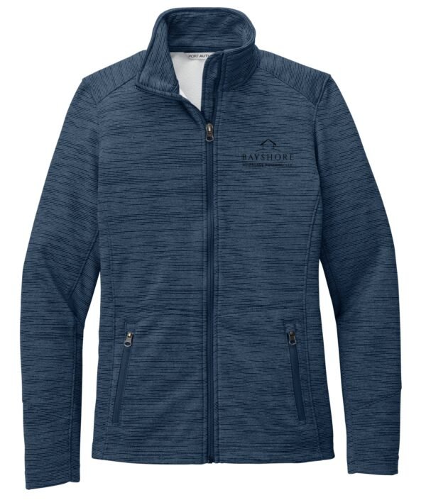 l231_navy_flat_front_black_logo Port Authority Ladies’ Digi Stripe Fleece Jacket - L231