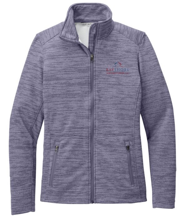l231_purple_flat_front_color_logo Port Authority Ladies’ Digi Stripe Fleece Jacket - L231