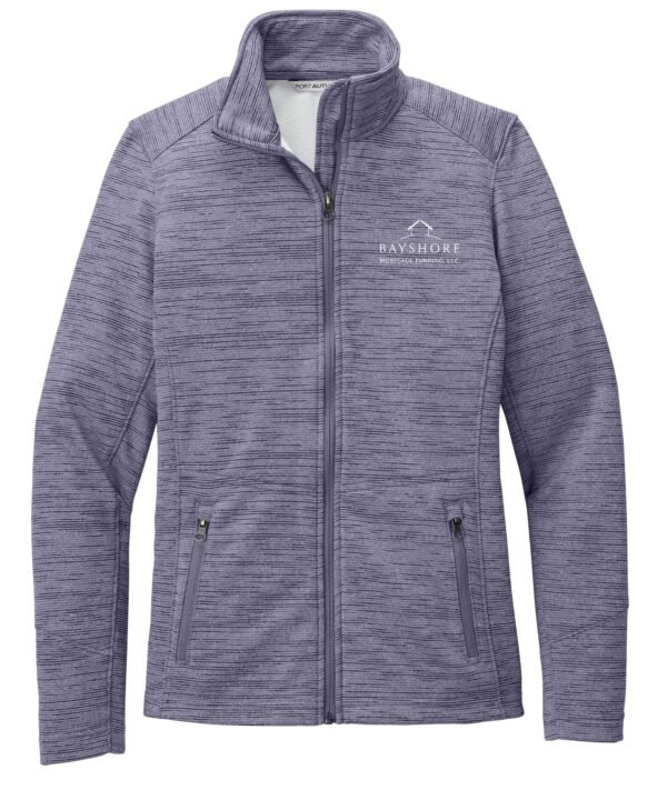 l231_purple_flat_front_white_logo Port Authority Ladies’ Digi Stripe Fleece Jacket - L231