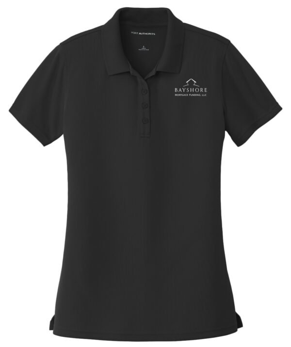 lk110_deep_black_flat_front_White_Logo2 Port Authority Women's Dry Zone UV Micro-Mesh Polo - LK110