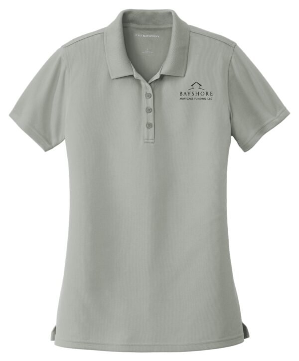 lk110_gusty_grey_flat_front_Black_Logo2 Port Authority Women's Dry Zone UV Micro-Mesh Polo - LK110