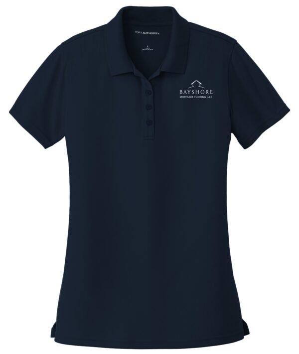 lk110_river_blue_navy_flat_front_White_Logo2 Port Authority Women's Dry Zone UV Micro-Mesh Polo - LK110
