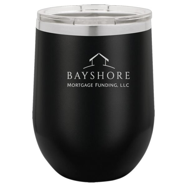 ltm852_blank_black_Silver_Logo 12 oz. Stainless Steel Stemless Wine Tumblers