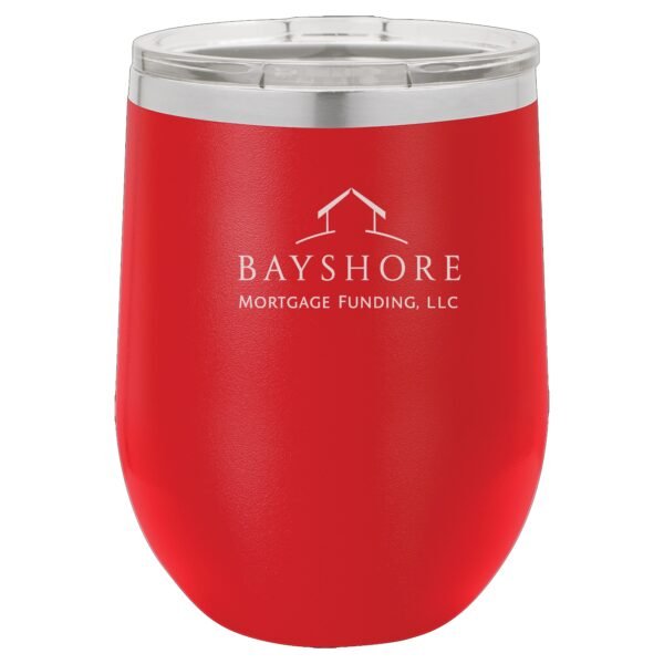 ltm853_blank_red_Silver_Logo 12 oz. Stainless Steel Stemless Wine Tumblers