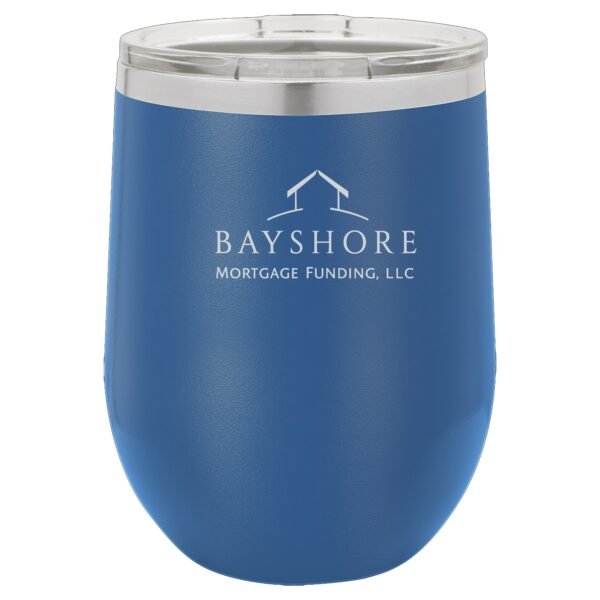 ltm854_blank_royal_blue_Silver_Logo 12 oz. Stainless Steel Stemless Wine Tumblers