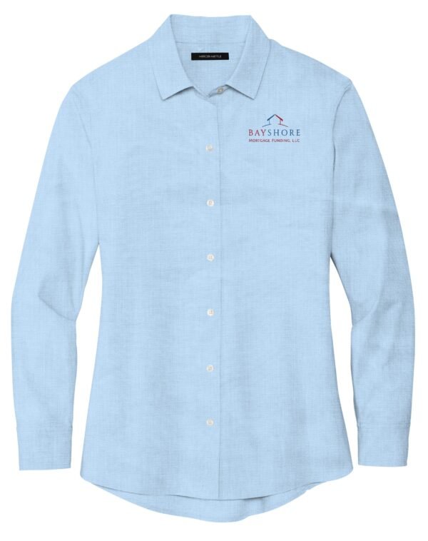 mm2001_airblueendonend_flat_front_color_logo Mercer+Mettle Women's Long Sleeve Stretch Woven Shirt - MM2001
