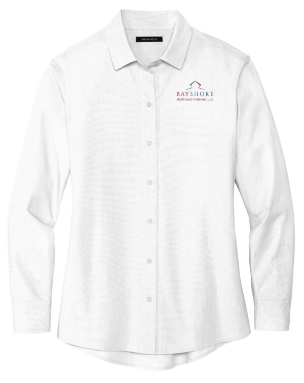 mm2001_white_flat_front_color_logo Mercer+Mettle Women's Long Sleeve Stretch Woven Shirt - MM2001