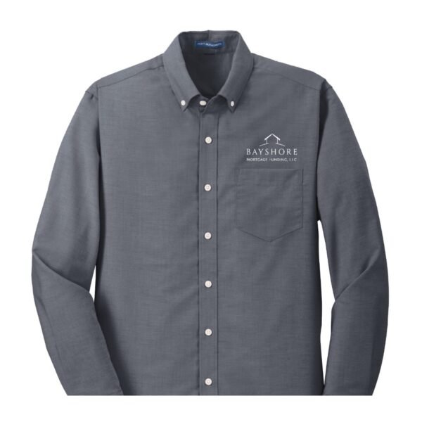 port_authority_s658_long_sleeve_oxford_shirts__black_white Port Authority Men's SuperPro Oxford Shirt - S658