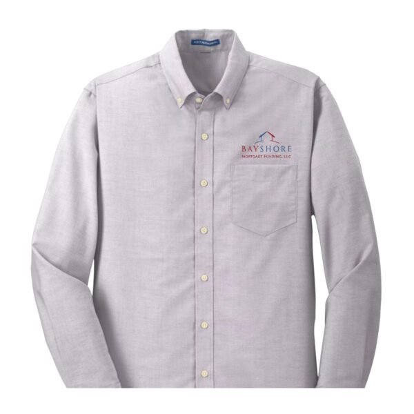 port_authority_s658_long_sleeve_oxford_shirts__gutsy_grey_color_logo Port Authority Men's SuperPro Oxford Shirt - S658