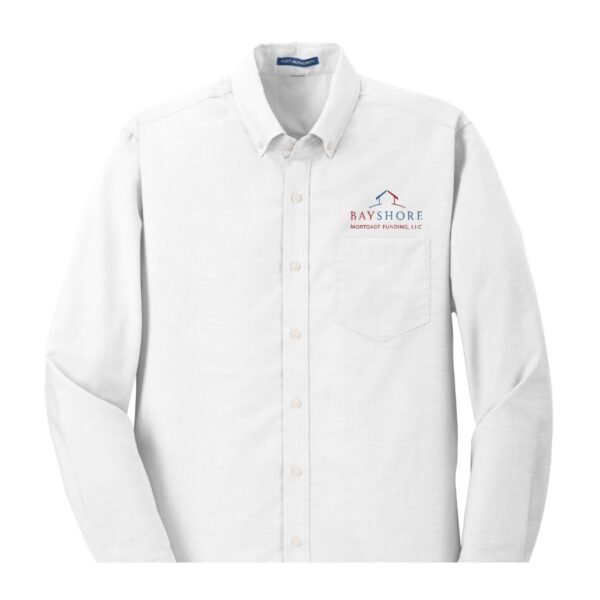 port_authority_s658_long_sleeve_oxford_shirts__white_color_logo Port Authority Men's SuperPro Oxford Shirt - S658