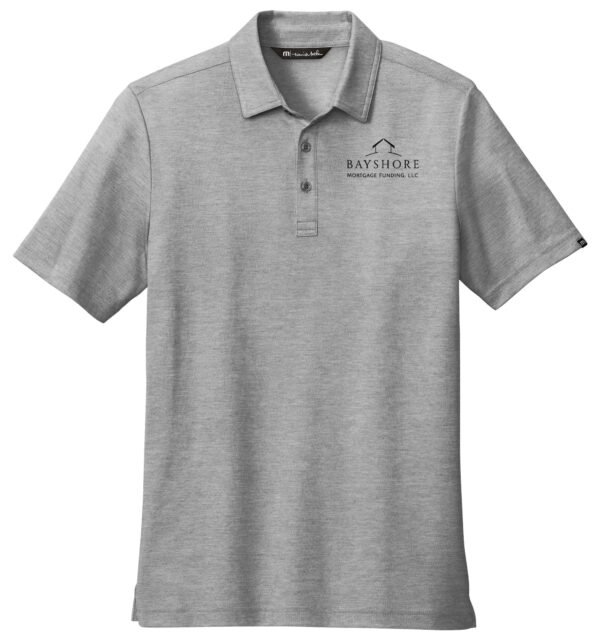 tm1mu412_quiet_shade_grey_heather_flat_front_Black TravisMathew Men's Oceanside Heather Polo - TM1MU412