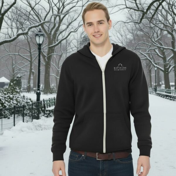 whisk_77de7dea457aaaa935c4558039193e91dr_White_Logo Bella + Canvas Unisex Triblend Fleece Full-Zip Hoodie - 3909