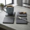 Coaster_set_with_202604071443 4" x 4" Slate Square 4-Coaster Set