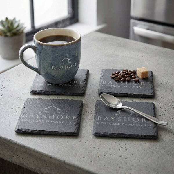 Coaster_set_with_202604071443 4" x 4" Slate Square 4-Coaster Set