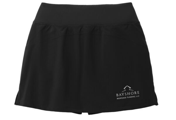 lst486_black_flat_back_bayshore_logo_for_printing___white__12_in_wide__white_logo Sport-Tek Women's Repeat Skort - LST486